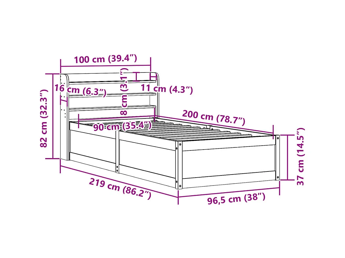 Giroletto Casetta Bambini Marrone Cera 80x200 cm Massello Pino