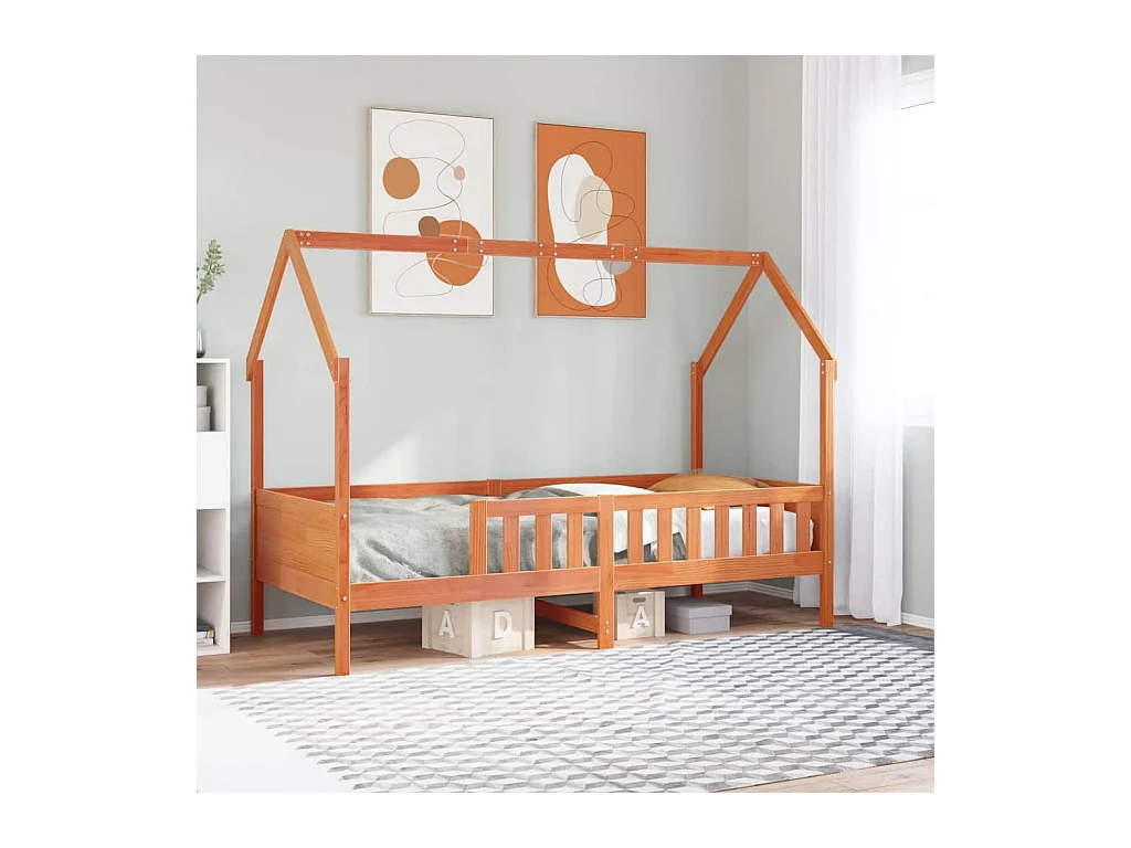 Cadre de lit d'enfants forme de maison sans matelas pin