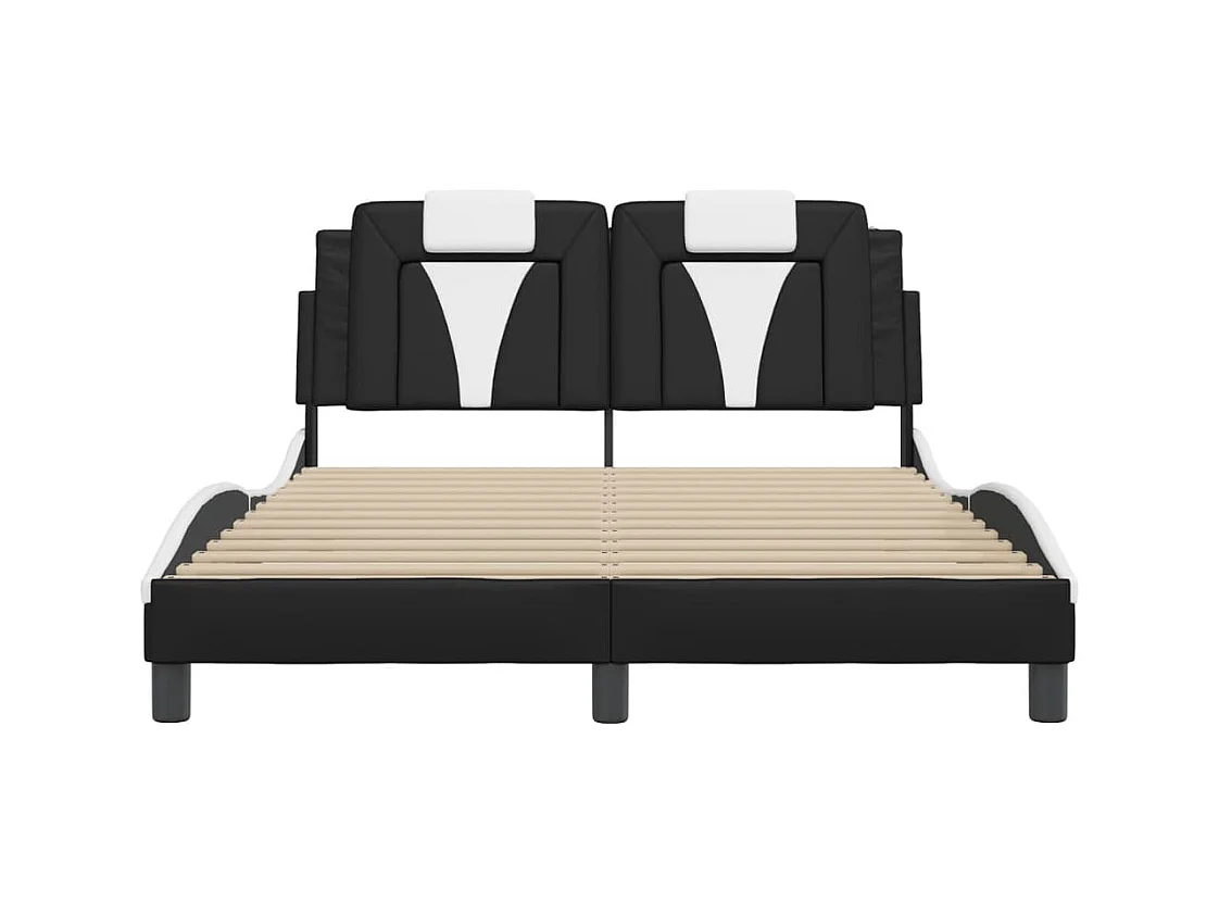 Cadre de lit sans matelas noir et blanc 120x200 cm similicuir