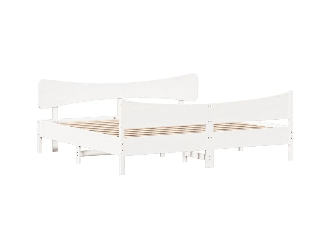Cama sem colchão 180x200 cm madeira de pinho maciça branco