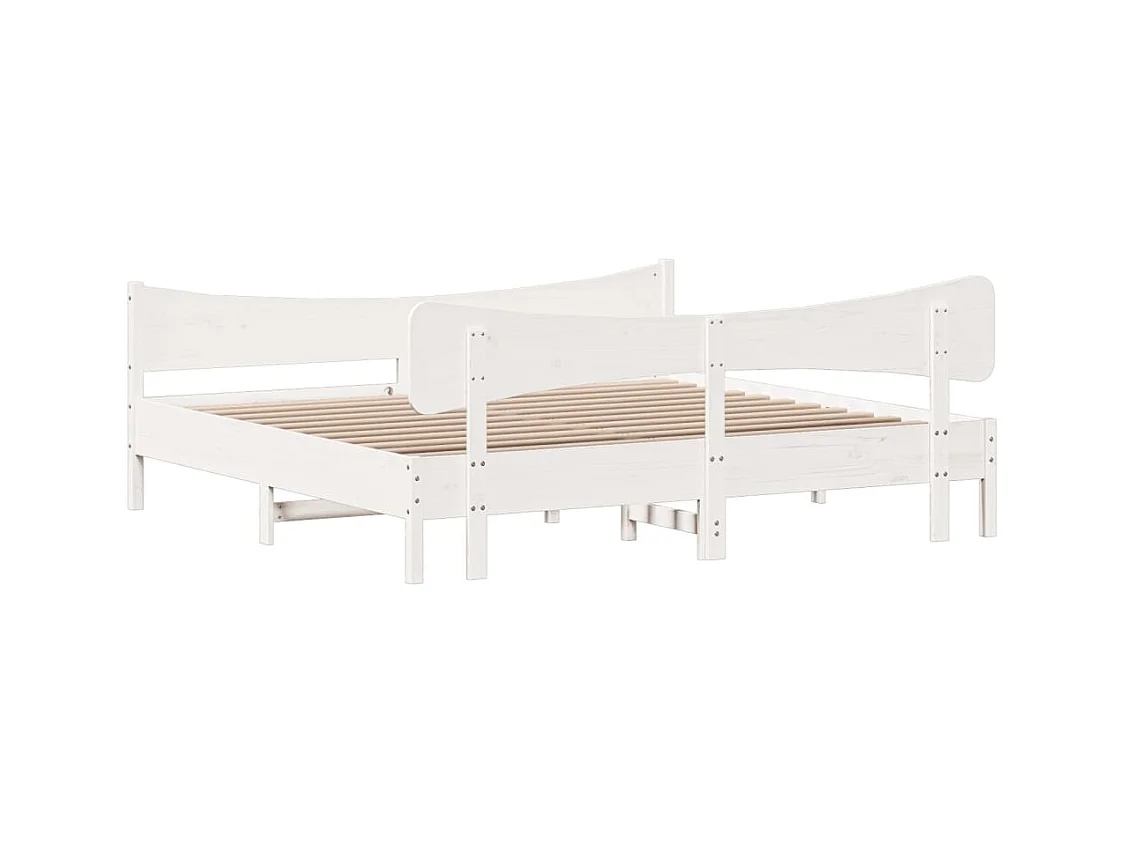 Cama sem colchão 180x200 cm madeira de pinho maciça branco