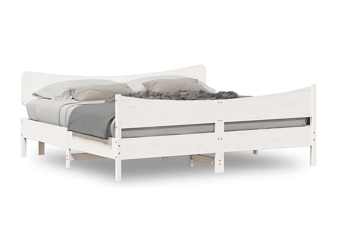 Cadre de lit sans matelas blanc 180x200 cm bois massif de pin