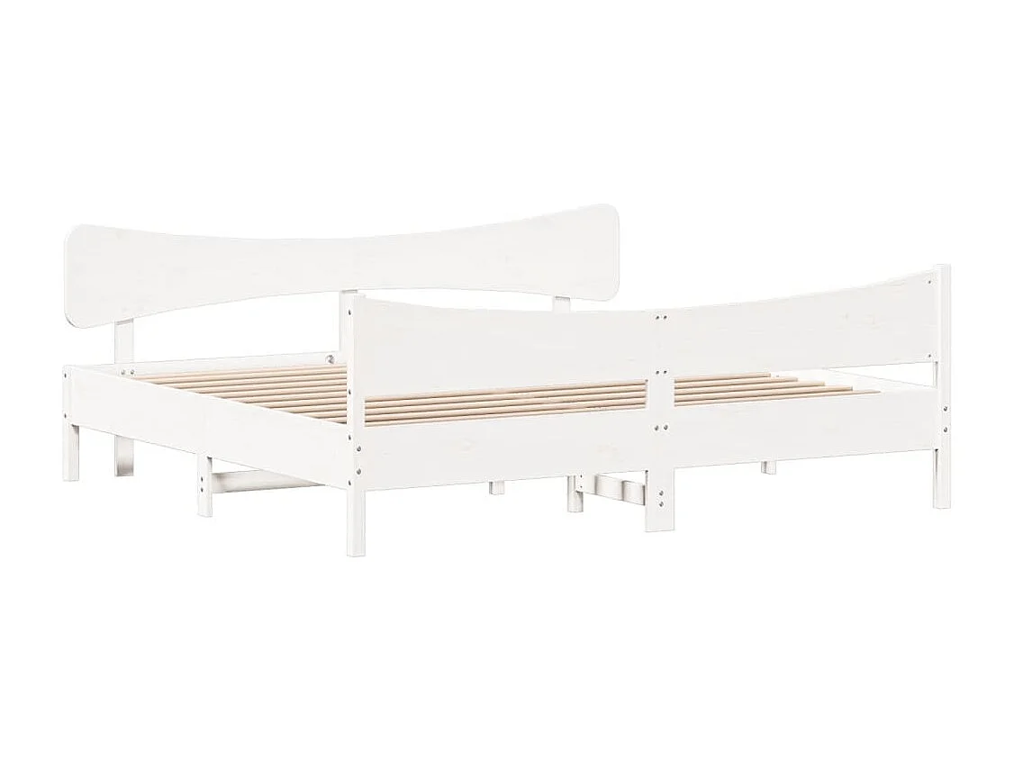 Cadre de lit sans matelas blanc 180x200 cm bois massif de pin