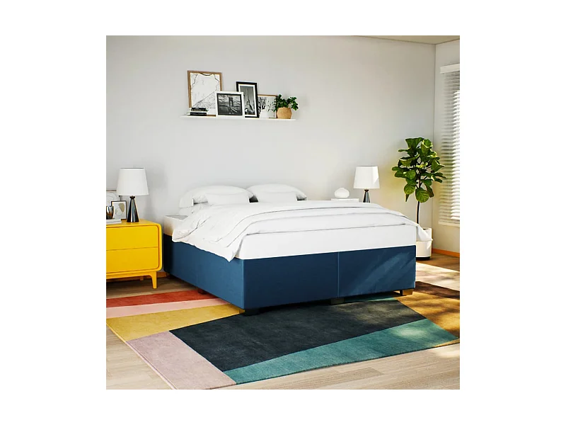 Cama sin colchón tela azul 180x200 cm