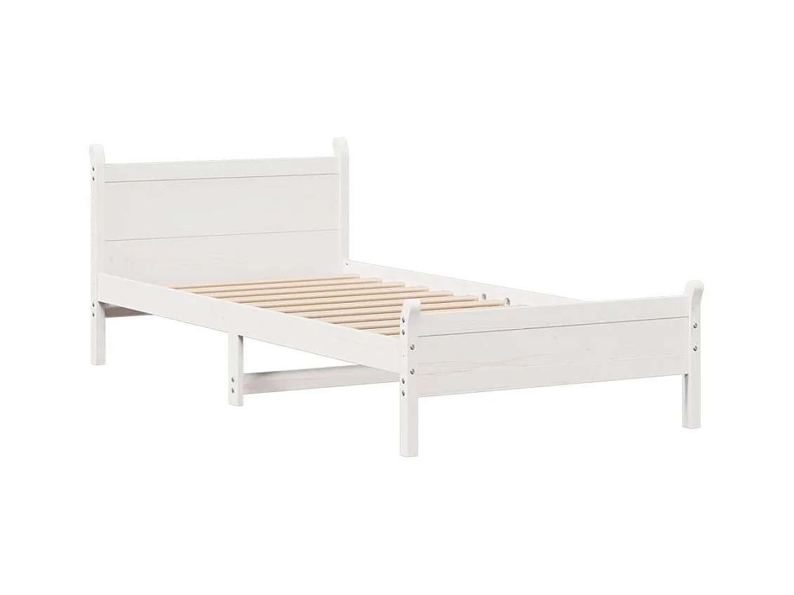 Bedframe zonder matras massief grenenhout wit 75x190 cm