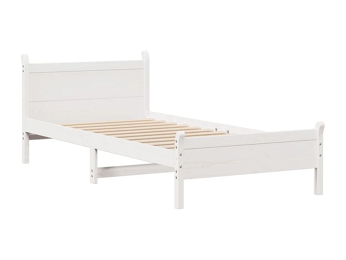Cadre de lit sans matelas blanc 75x190 cm bois de pin massif