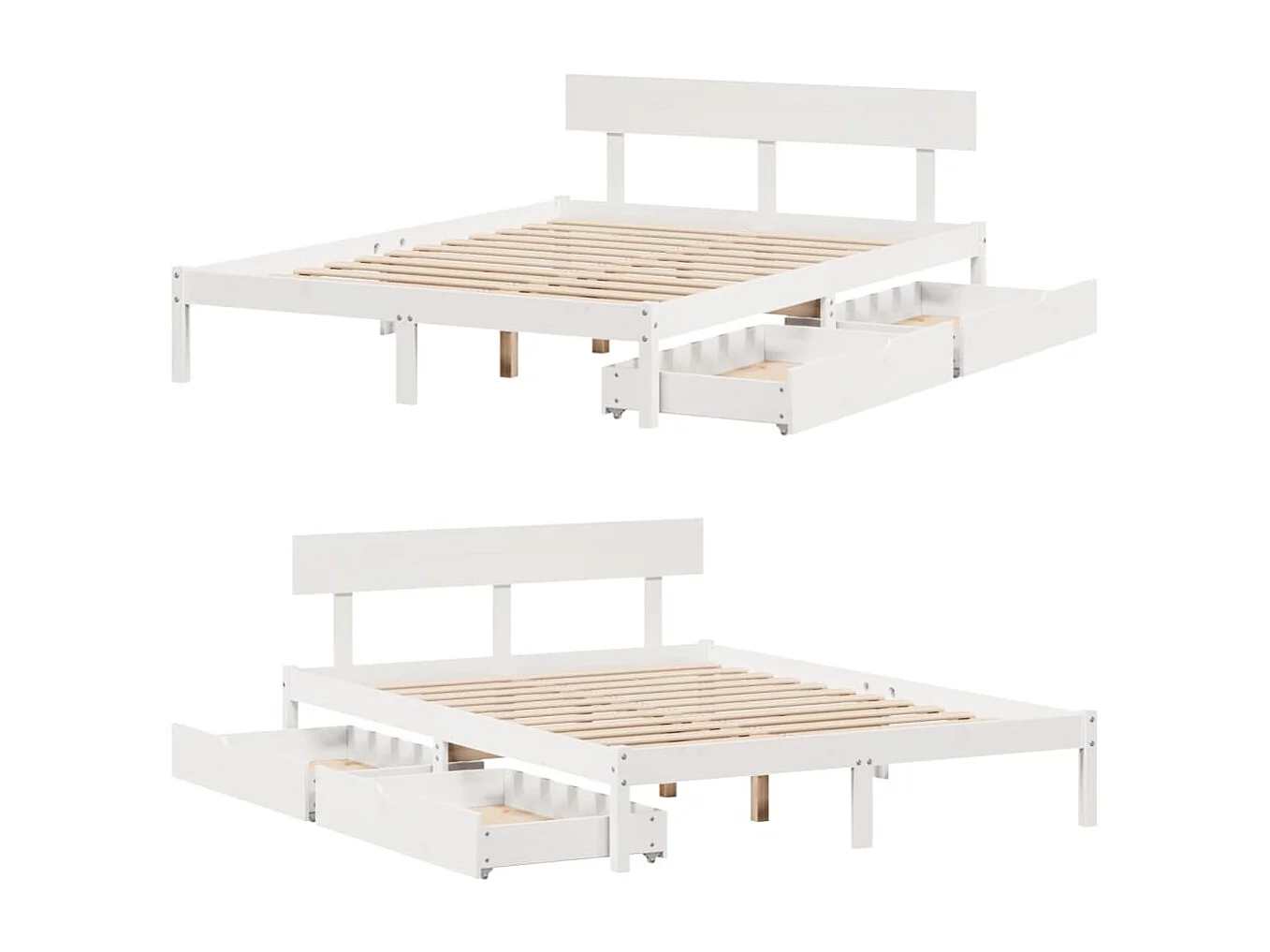 Estructura de cama sin colchón madera de pino blanca 150x200 cm