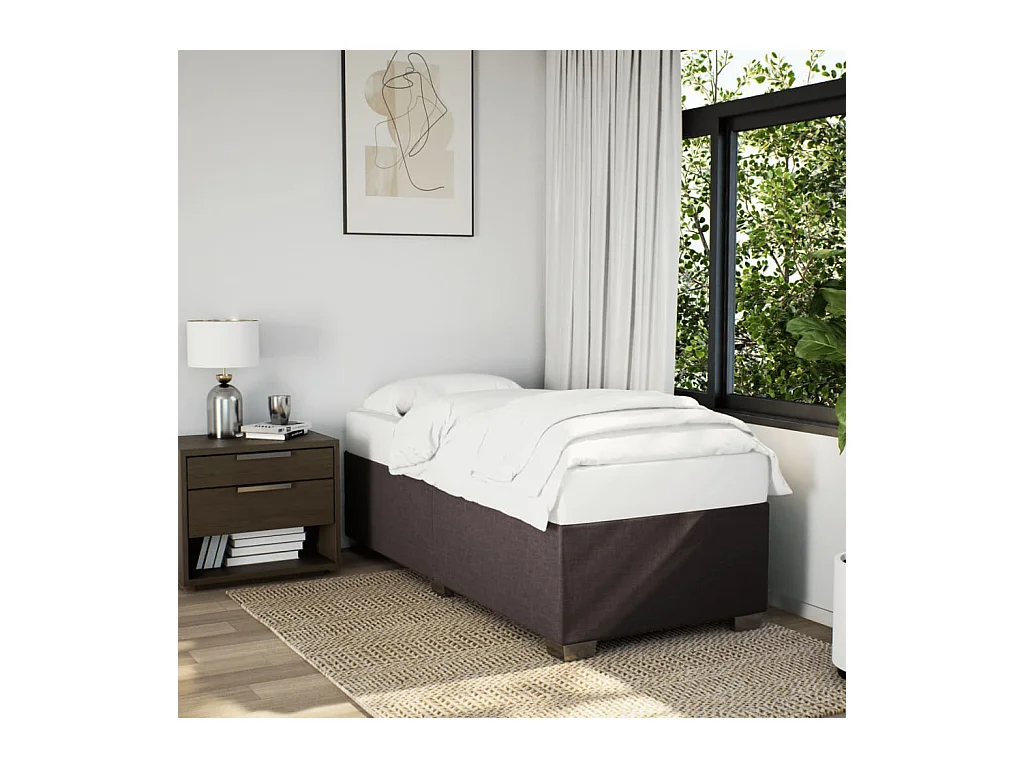 Cadre de lit sans matelas marron foncé 100x200 cm tissu