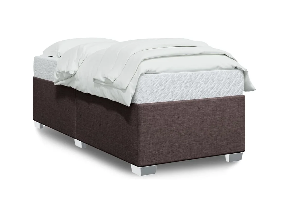 Cadre de lit sans matelas marron foncé 100x200 cm tissu