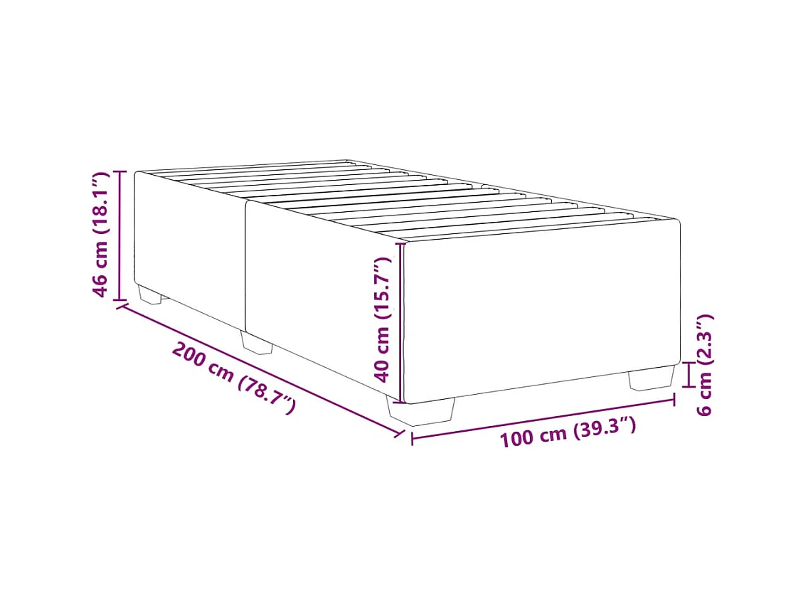 Cadre de lit sans matelas marron foncé 100x200 cm tissu