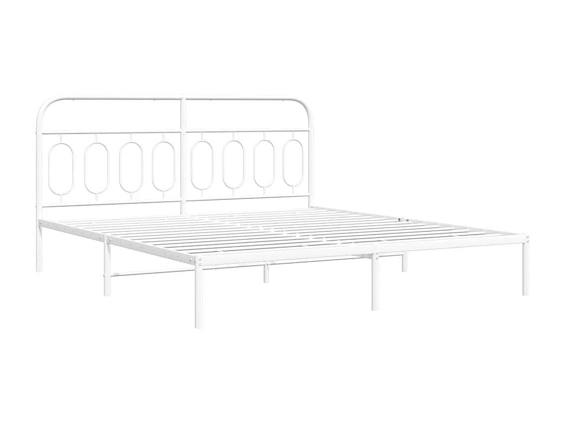 Cadre de lit métal sans matelas et tête de lit blanc 180x200 cm