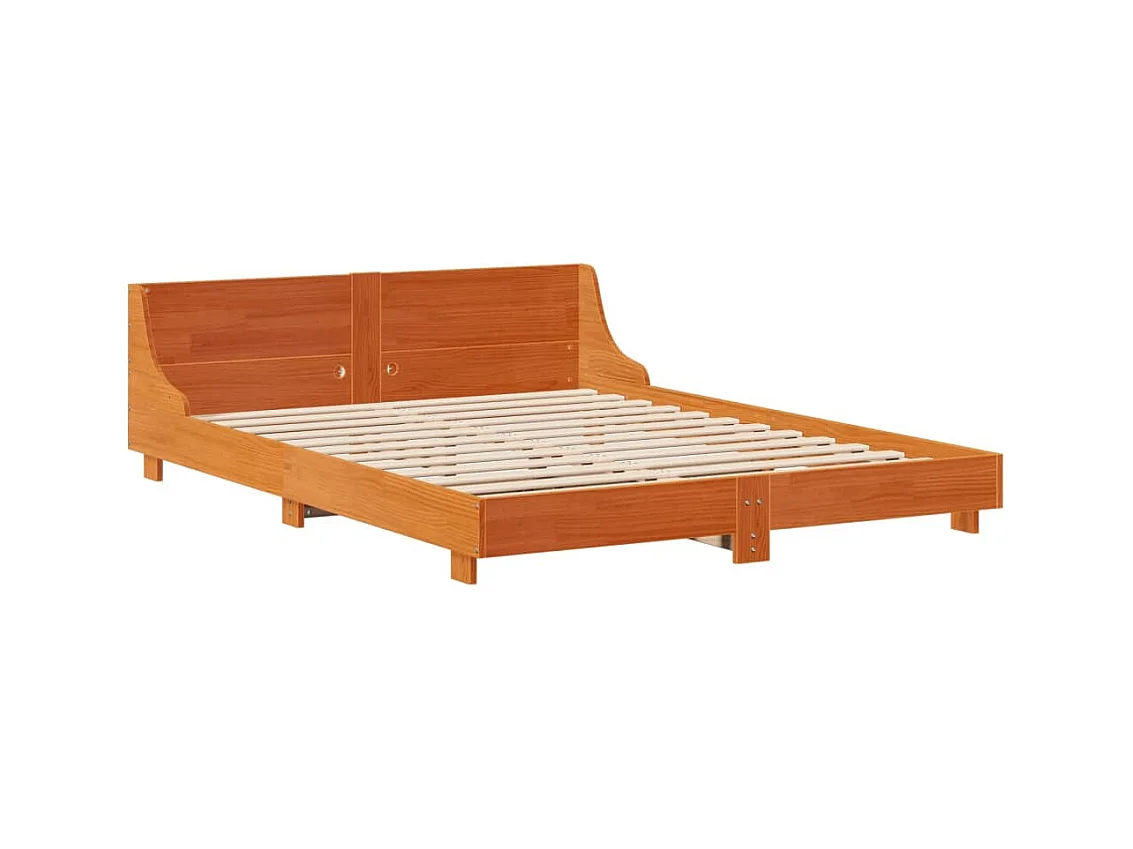 Bedframe zonder matras massief grenenhout wasbruin 135x190 cm