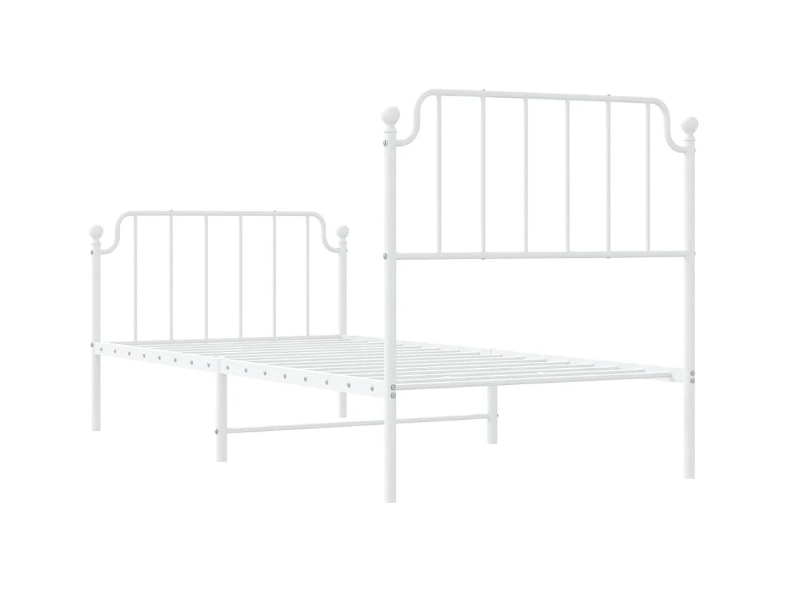 Giroletto con Testiera e Pediera Metallo Bianco 90x190 cm