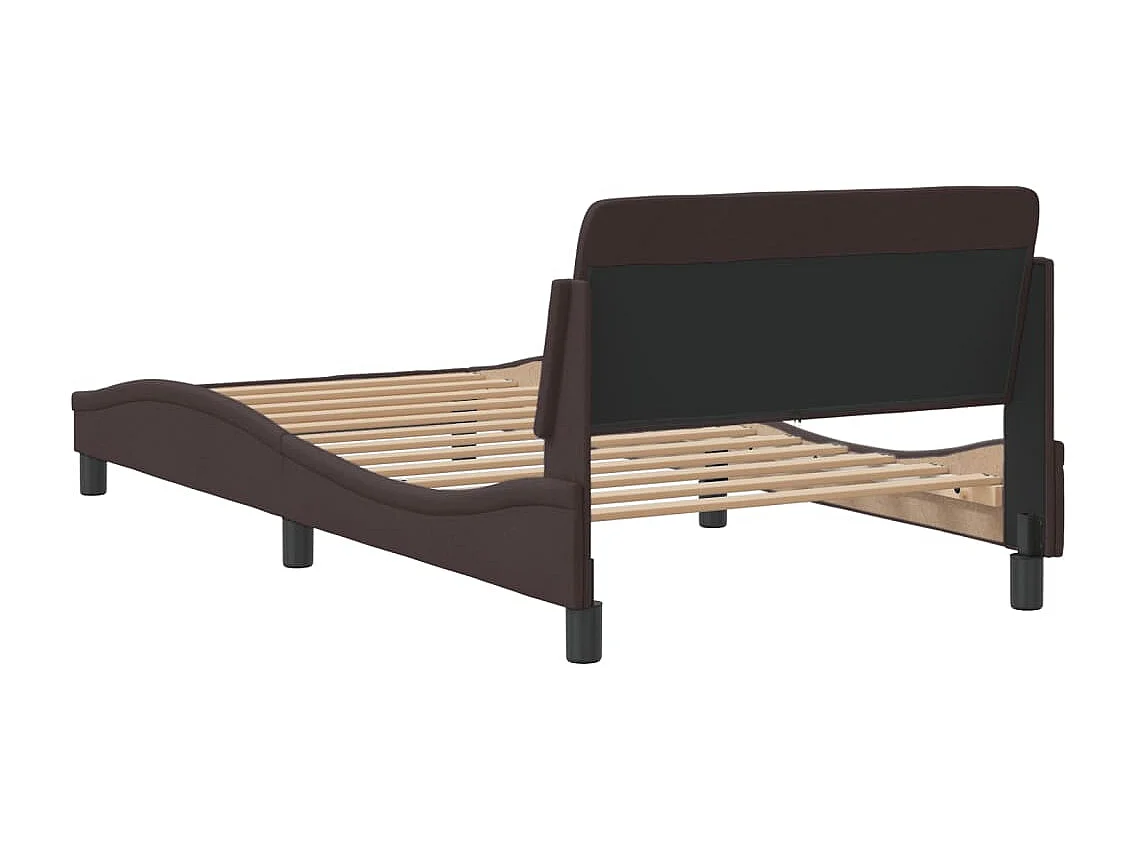 Estructura de cama sin colchón tela marrón oscuro 100x200 cm