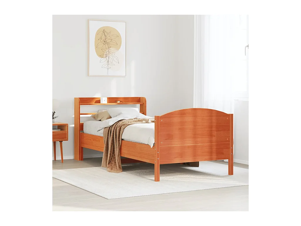 Cadre de lit sans matelas cire marron 100x200cm bois pin massif