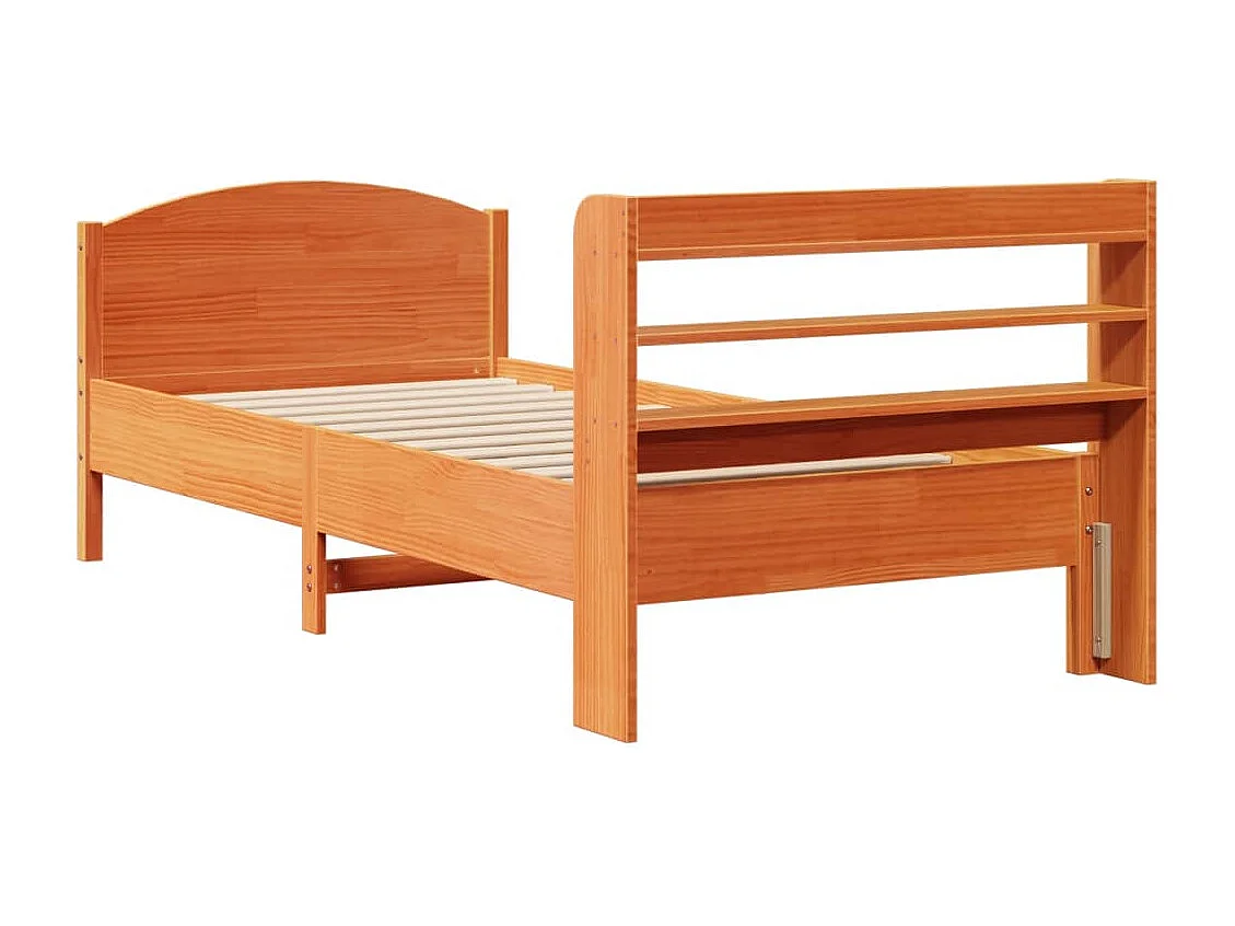 Cadre de lit sans matelas cire marron 100x200cm bois pin massif
