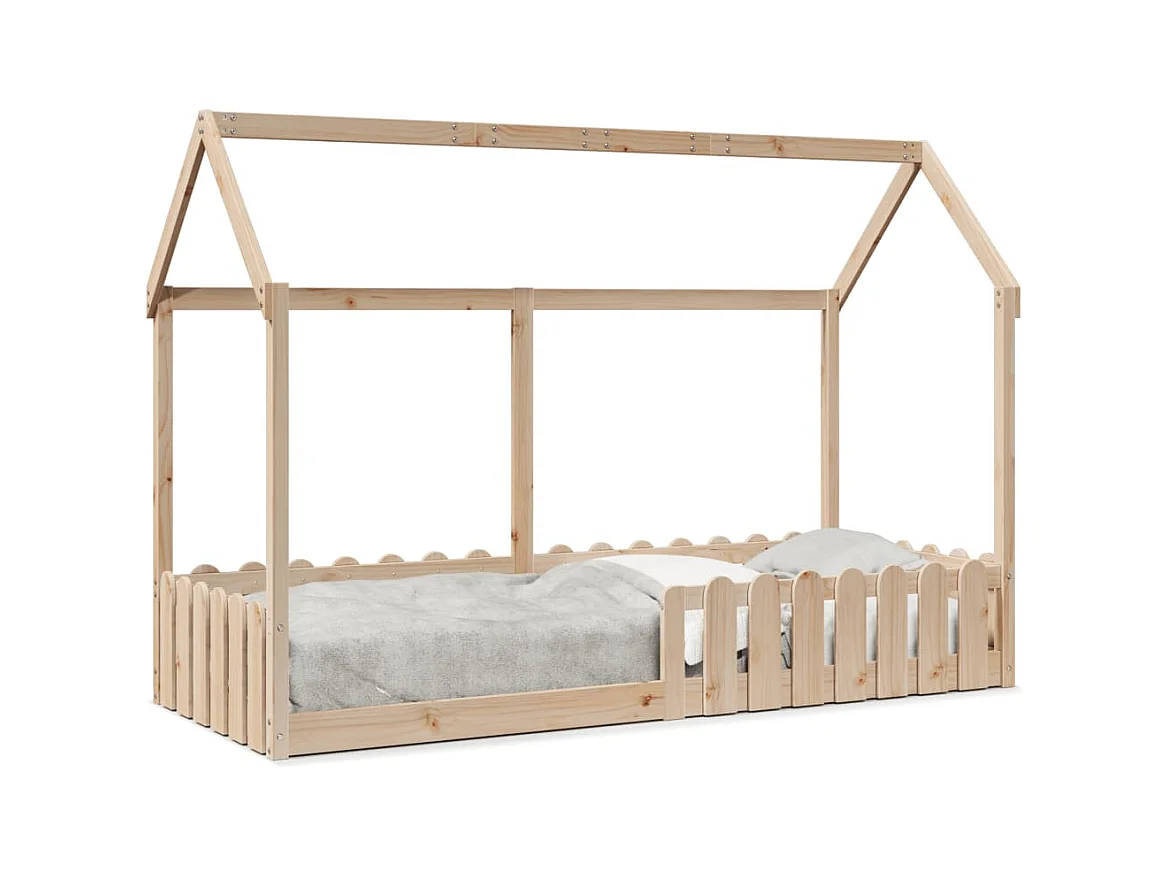 Cama con forma de casa de niños madera maciza de pino 80x200 cm