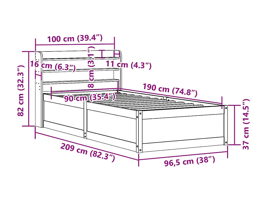 Cadre de lit d'enfants forme de maison sans matelas pin
