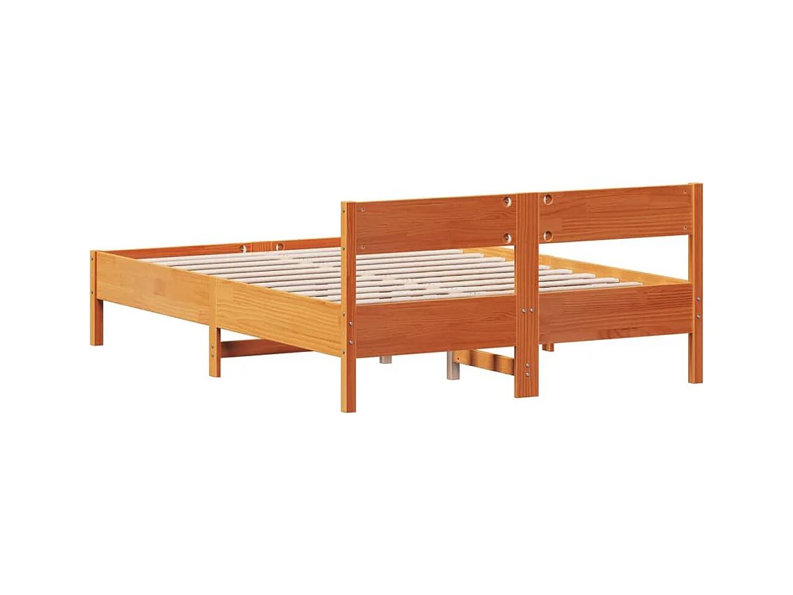 Cadre de lit sans matelas cire marron 120x190cm bois pin massif
