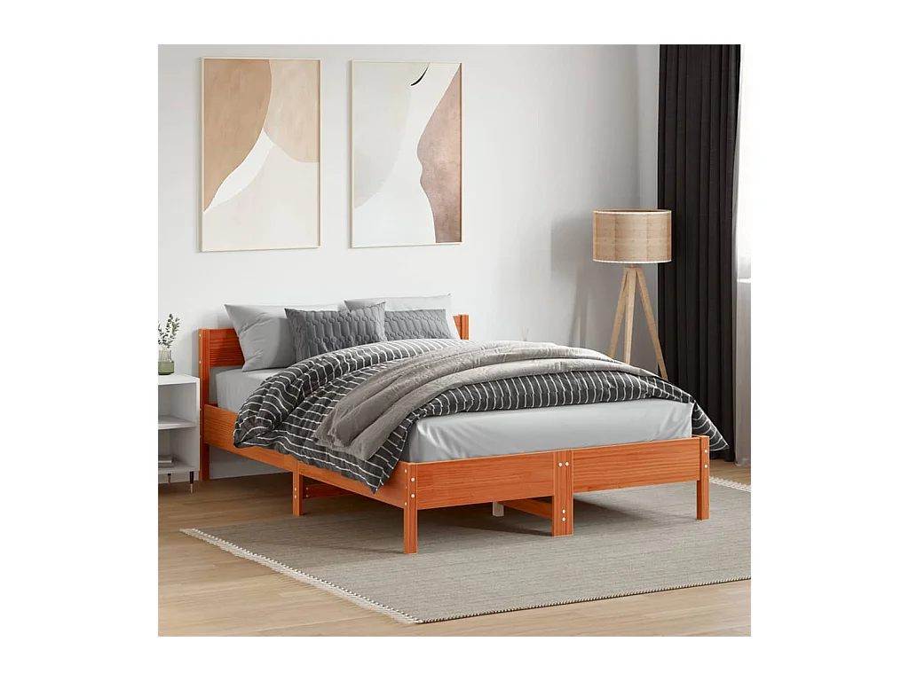 Letto senza Materasso Marrone Cera 120x190 cm in Legno di Pino