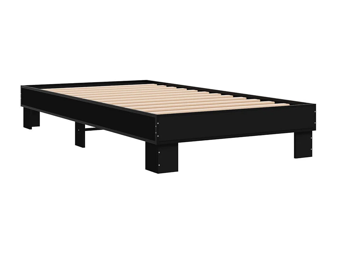 Giroletto Nero 90x190 cm in Legno Multistrato e Metallo