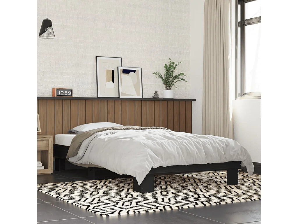 Cadre de lit sans matelas noir 90x190 cm