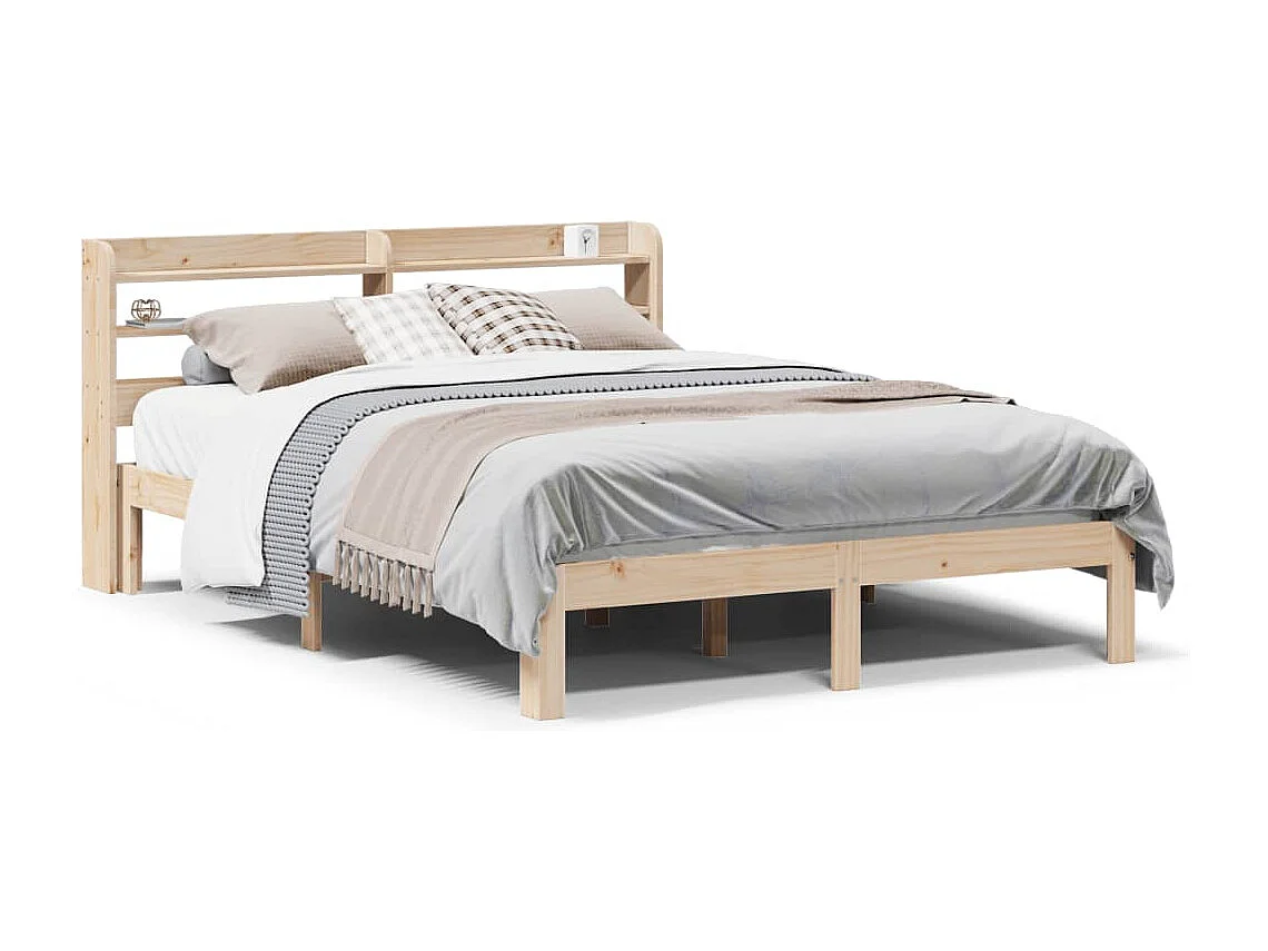 Estrutura de cama com cabeceira 140x200 cm pinho maciço