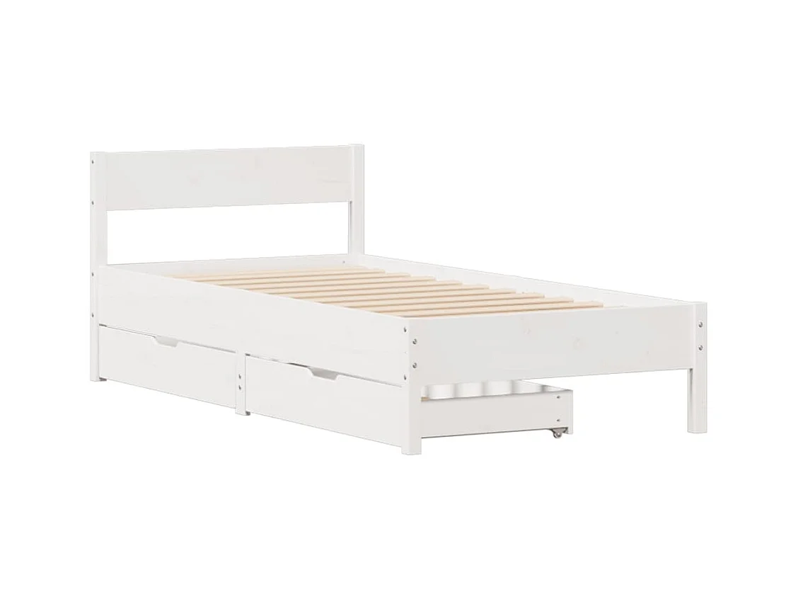 Bedframe zonder matras massief grenenhout wit 140x200 cm