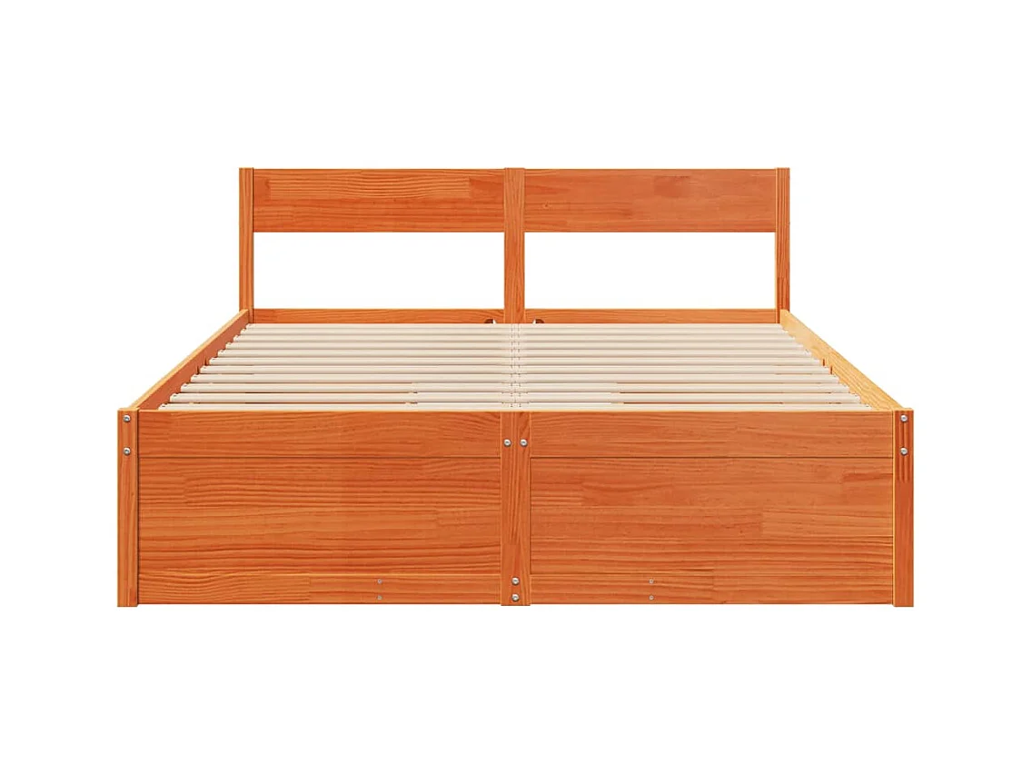 Letto senza Materasso Marrone Cera 150x200 cm in Legno di Pino