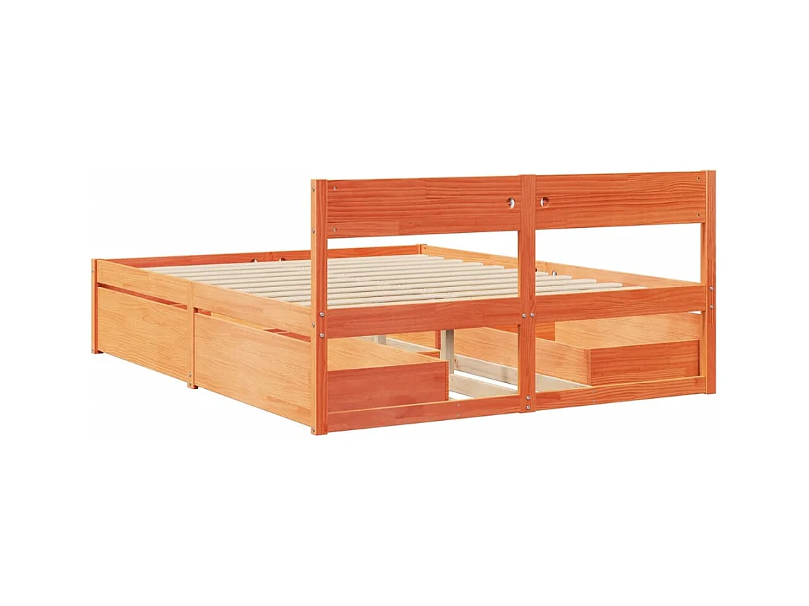 Letto senza Materasso Marrone Cera 150x200 cm in Legno di Pino