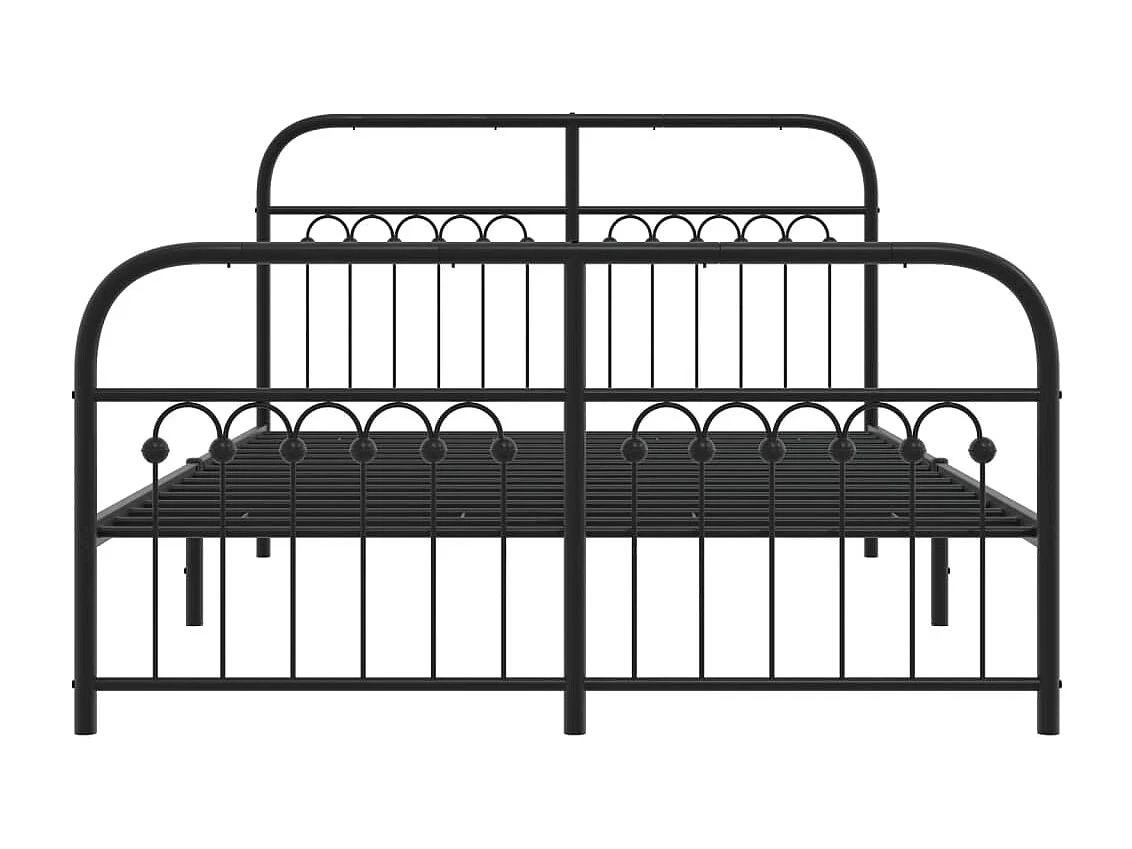 Cadre de lit métal sans matelas avec pied de lit noir 140x200cm