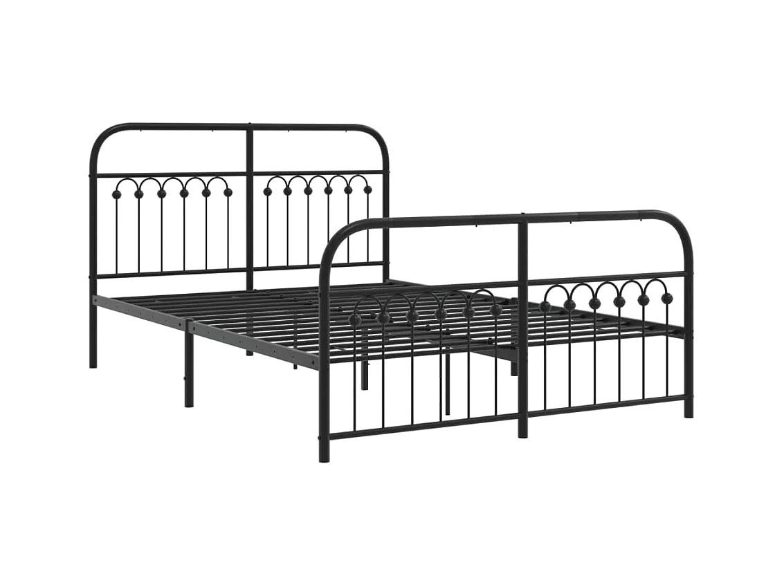 Cadre de lit métal sans matelas avec pied de lit noir 140x200cm
