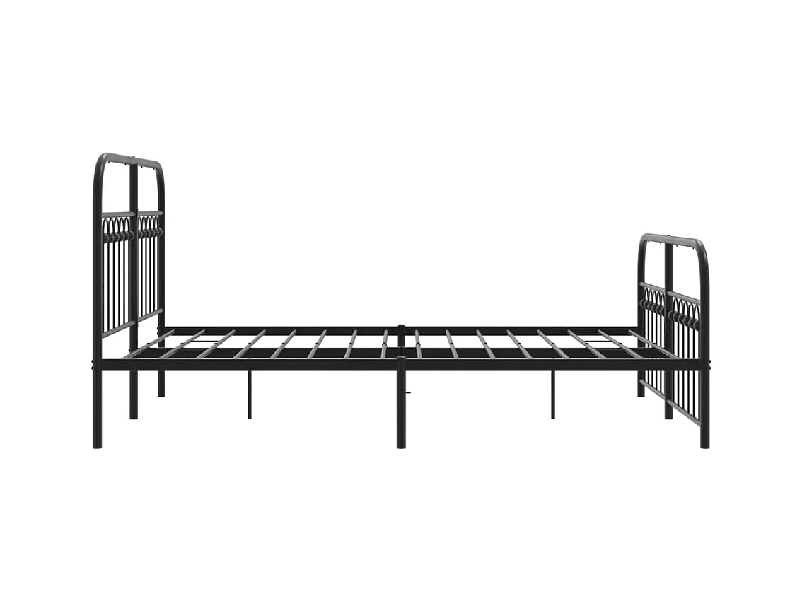 Cadre de lit métal sans matelas avec pied de lit noir 140x200cm