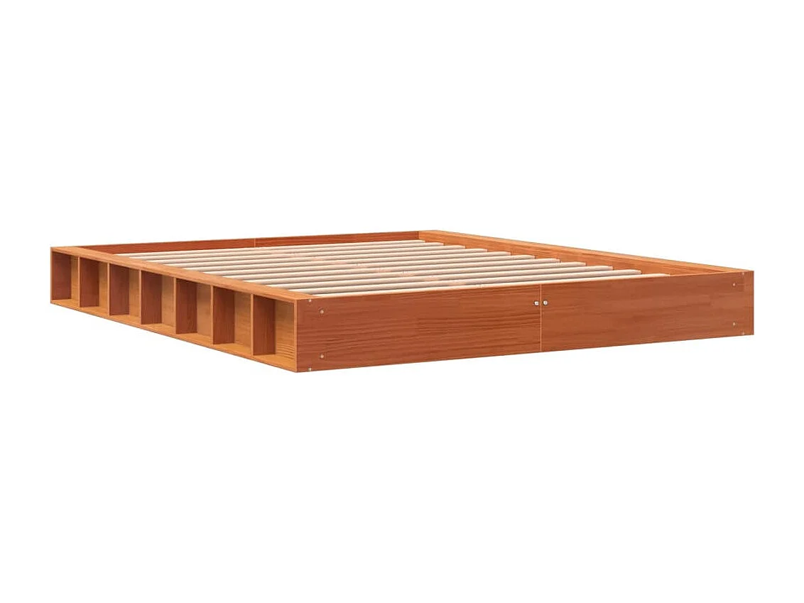 Cadre de lit sans matelas cire marron 160x200cm bois pin massif