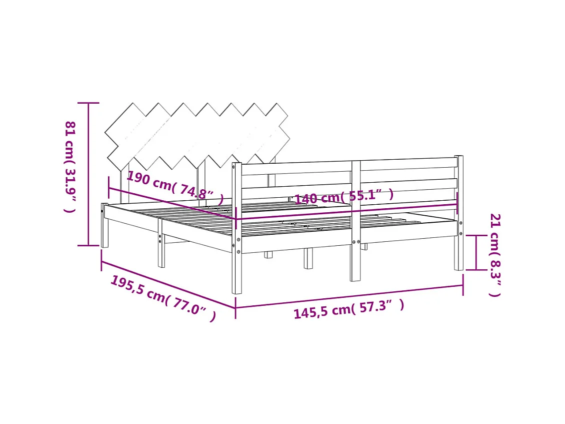 Cadre de lit sans matelas cire marron 160x200cm bois pin massif