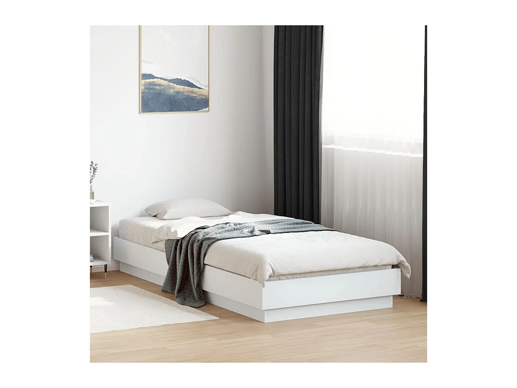 Cadre de lit sans matelas blanc 90x200 cm bois d'ingénierie