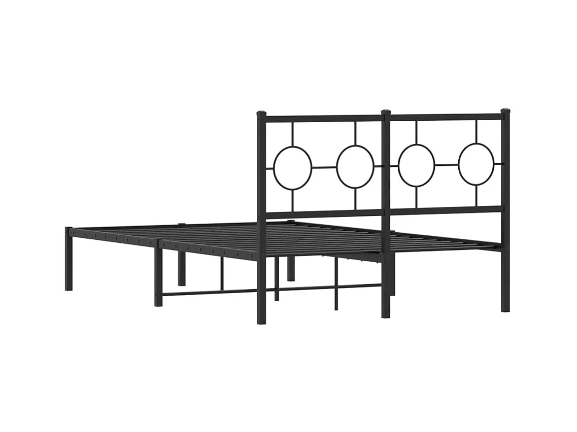 Cadre de lit métal sans matelas avec tête de lit noir 120x200cm