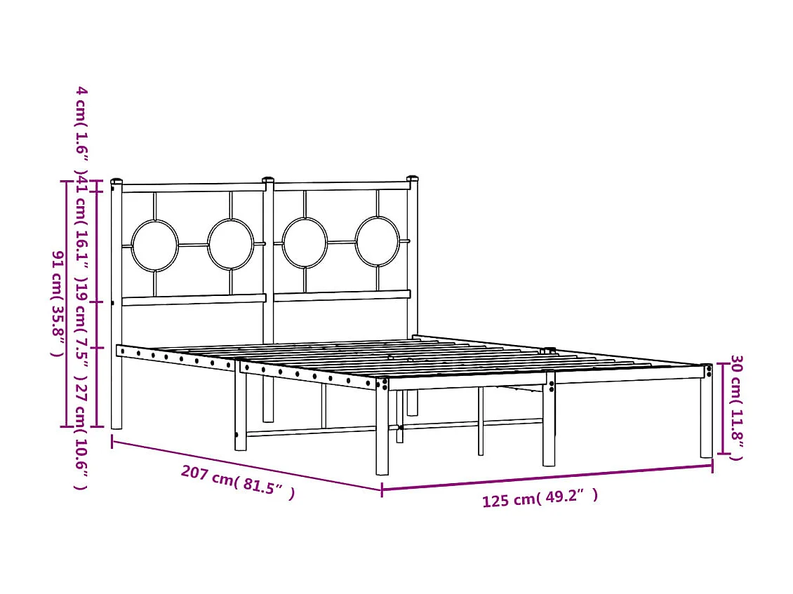 Estrutura de cama com cabeceira 120x200 cm metal preto