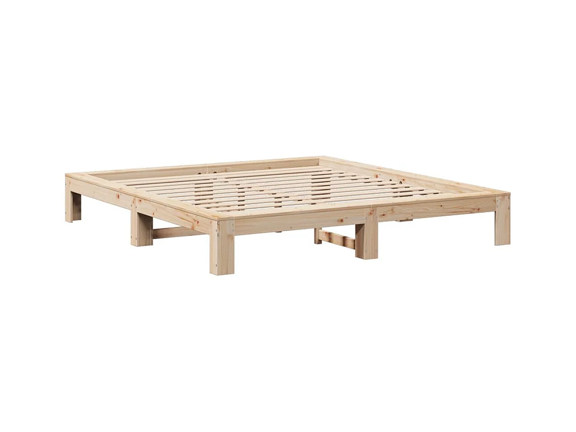 Cama sem colchão 200x200 cm madeira de pinho maciça