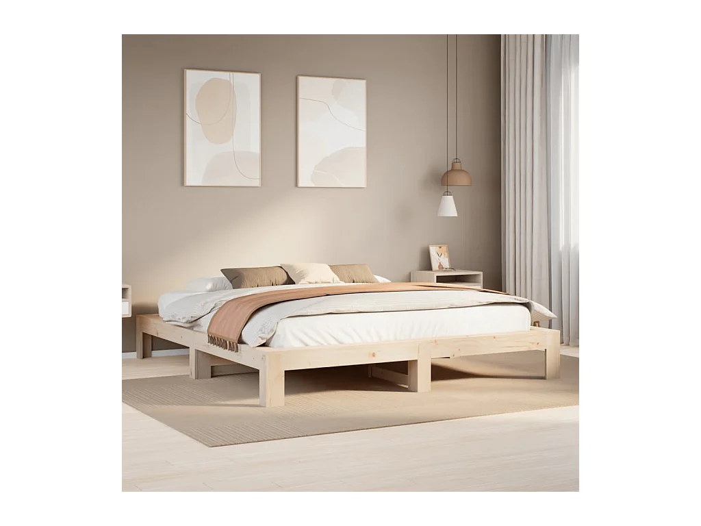 Bedframe zonder matras massief grenenhout 200x200 cm