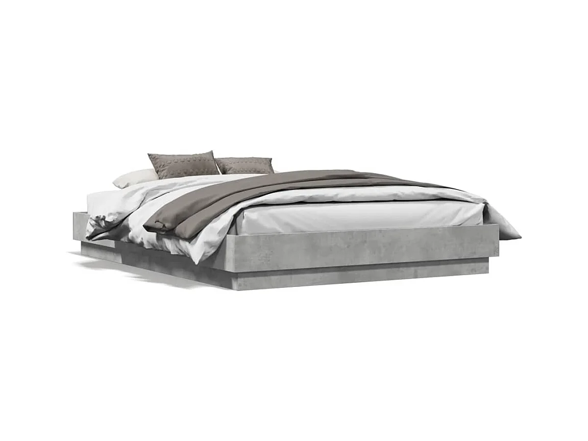 Cadre de lit sans matelas gris béton 135x190 cm