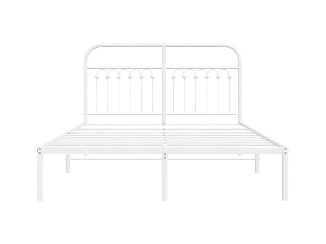 Cadre de lit métal sans matelas et tête de lit blanc 140x200 cm