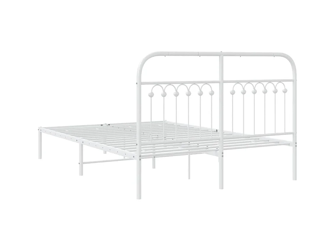 Cadre de lit métal sans matelas et tête de lit blanc 140x200 cm
