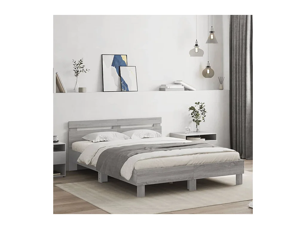 Cadre de lit sans matelas sonoma gris 140x190 cm