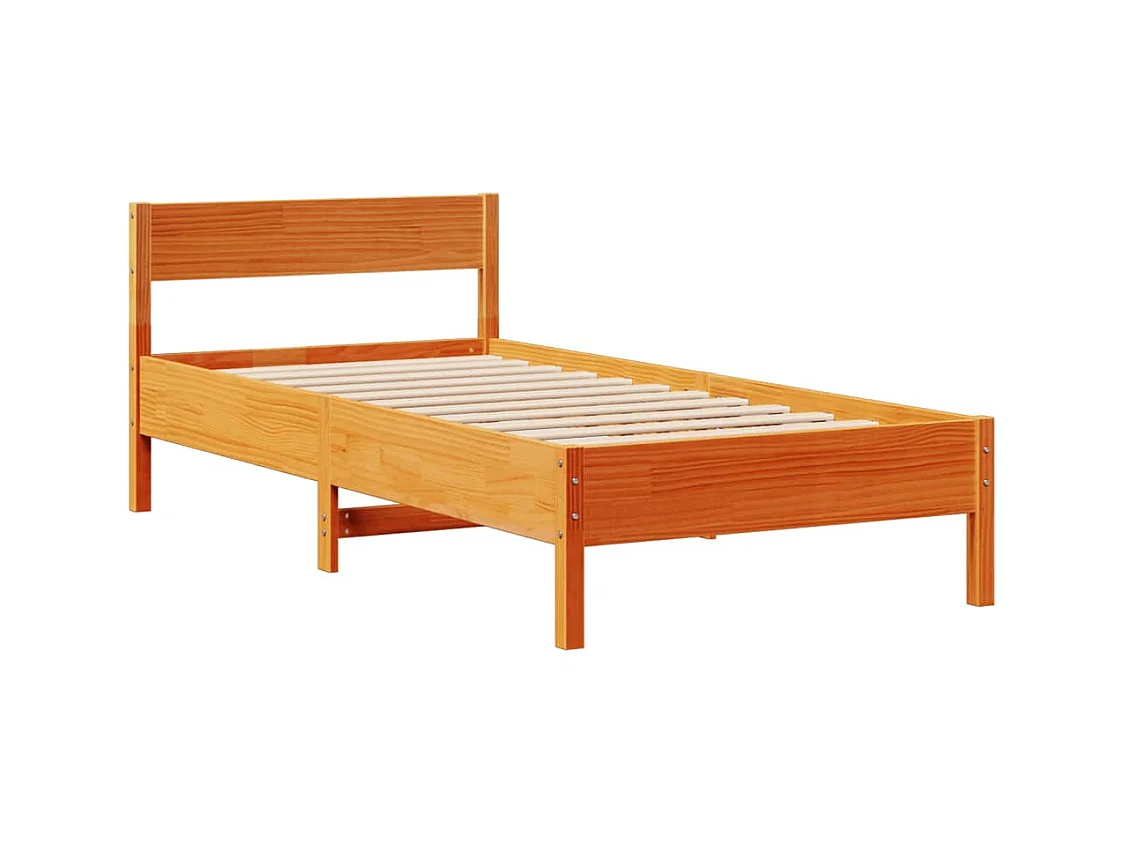Cadre de lit sans matelas cire marron 100x200cm bois pin massif