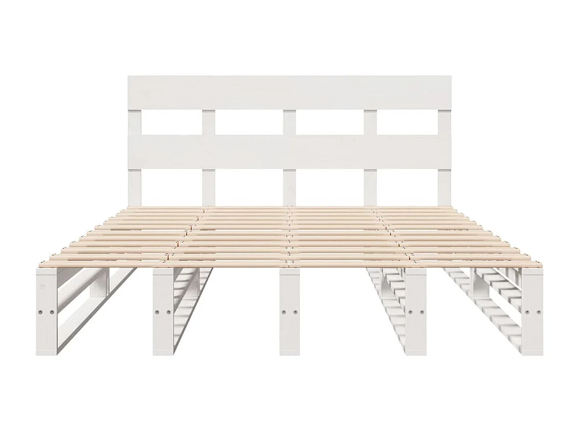 Cama sem colchão 160x200 cm madeira de pinho maciça branco