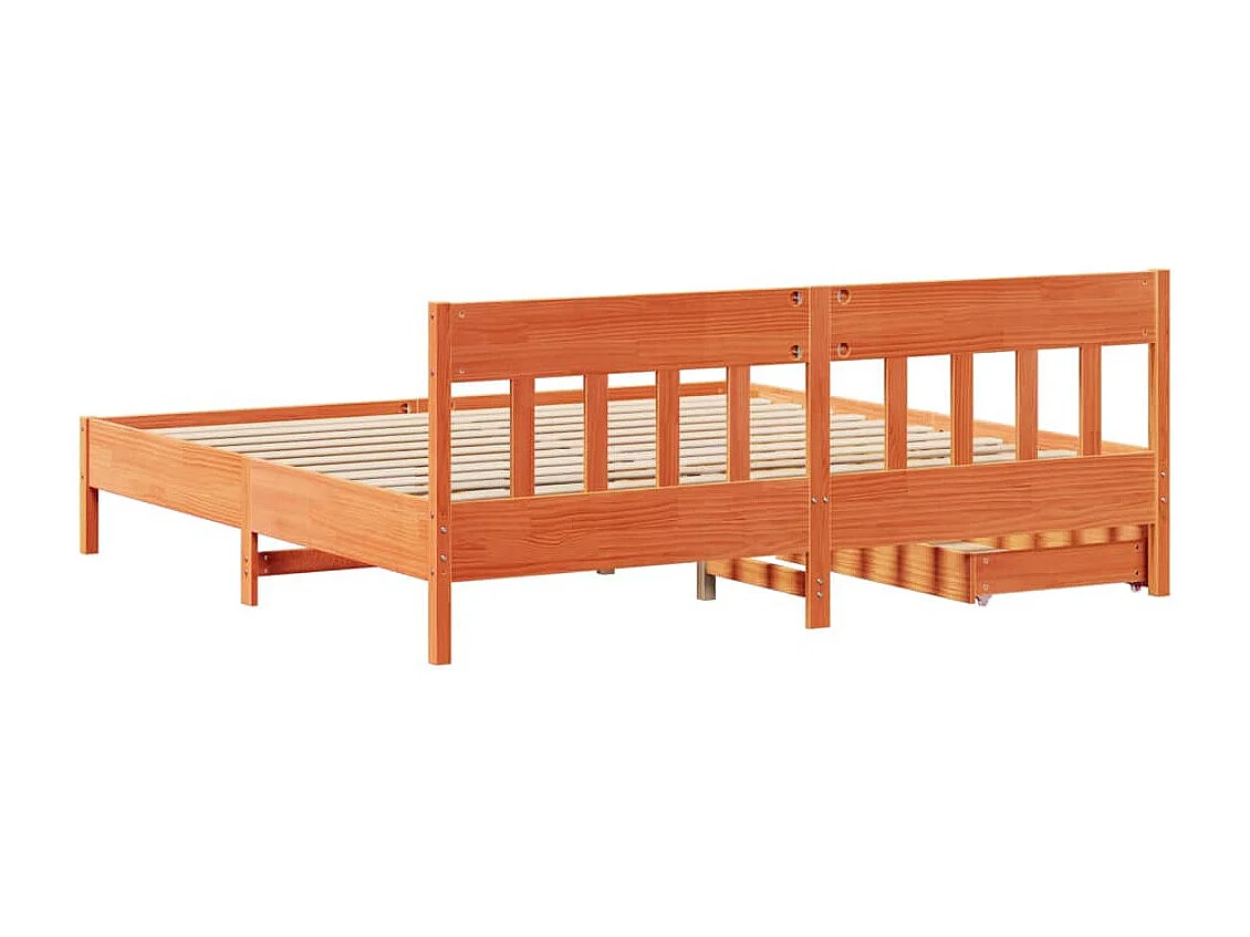 Cadre de lit sans matelas cire marron 200x200cm bois pin massif