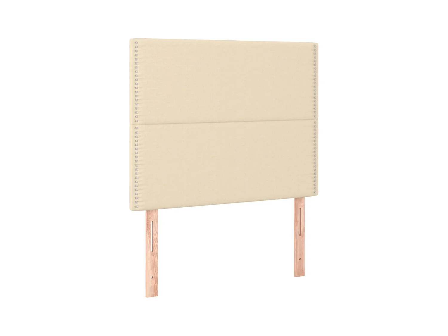 Estrutura de cama c/ cabeceira tecido cor creme 90x200 cm