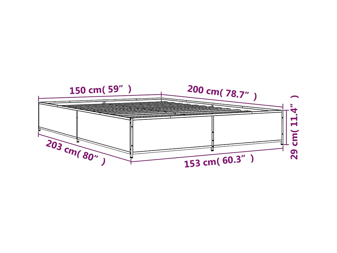 Cadre de lit sans matelas noir 150x200 cm