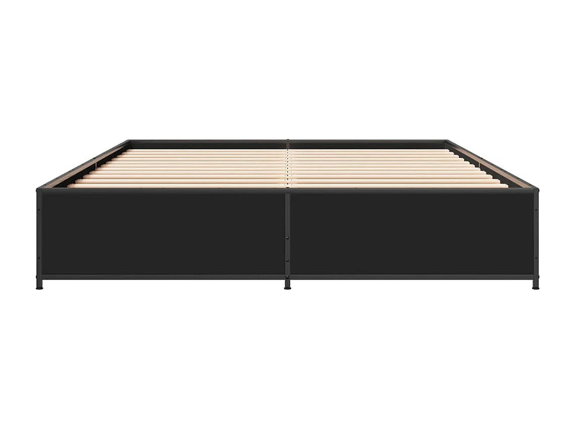 Estructura de cama madera de ingeniería y metal negro 150x200cm